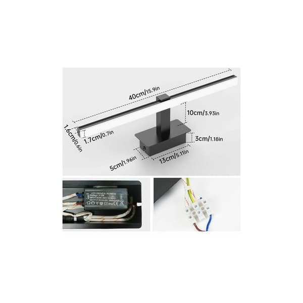9W LED-speilbelysning, 6000K kald hvit baderomsspeilbelysning foran