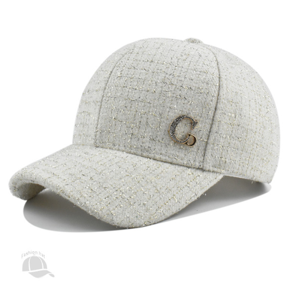 Efterår og vinter hat kvinde lyse silke tweed baseball cap casual fortykkelse varm and cap