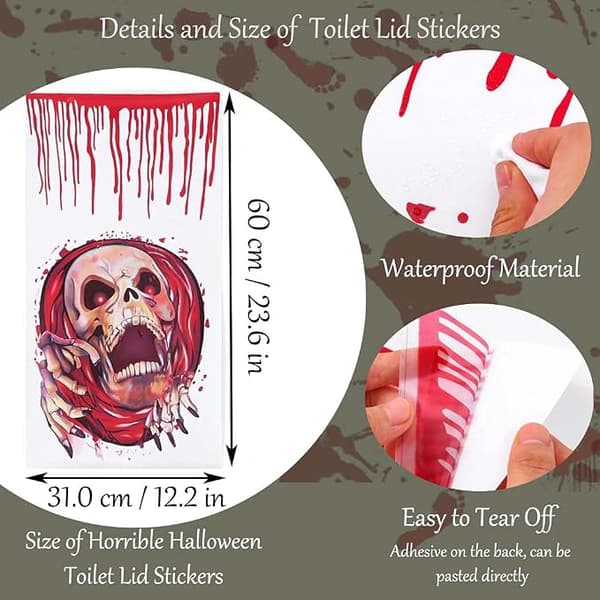 Halloween Toalettlock Dekaler Badrum Blodig Ansikte Dekorationer De