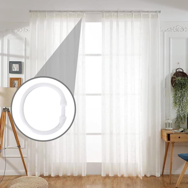 10-pack Duschdraperiringar i Plast, Duschdraperikrokar, Stora Draperiringar, Gardinstångsringar, O-formade Ringar för Dörr- och Fönstergardiner (Vit)
