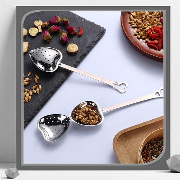 Te-sil kule sil infuser - Hjerteformet rustfritt stål siling med