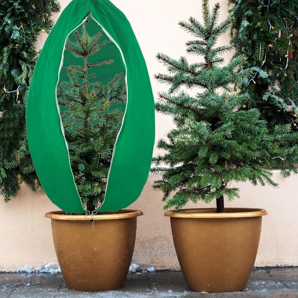 2 kpl Ulkoilmakasvien Talvipeitteet 120 X 100cm Ulkosuojaus Pressu, Säädettävä Talvipeite Vetoketjulla ja Narulla