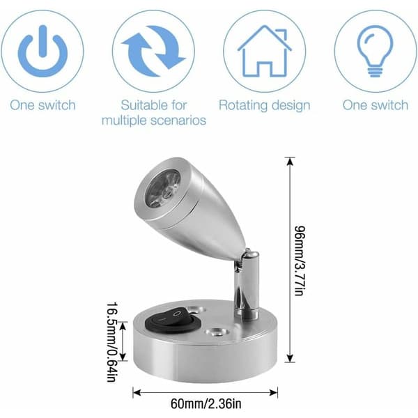 12V LED-läslampa, 2 st husvagnsinnerbelysning, 3W