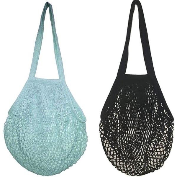 Shopping Net, Sæt med 2 Genanvendelige Foldbare Mesh Shopping Net Bomuld