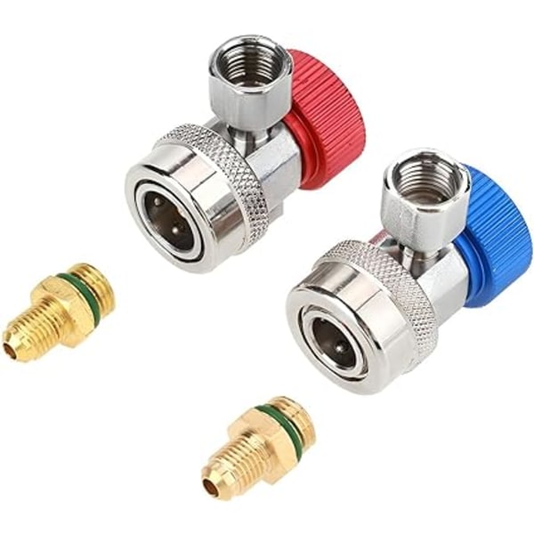 2 stk AC R134A Hurtigkobling, Bil Kjølemiddel Adapter, Høy og Lav Volta