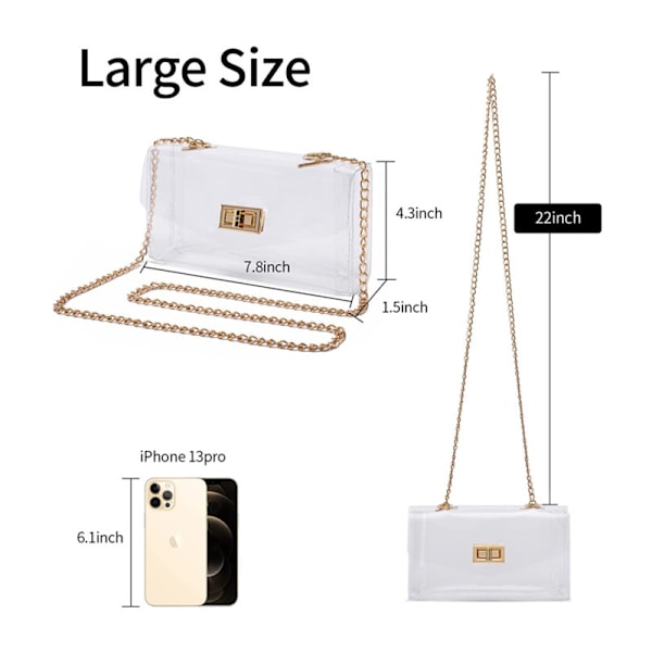 Gennemsigtig taske stadion godkendt, gennemsigtig crossbody taske, gennemsigtig håndtaske clutch punge til kvinder