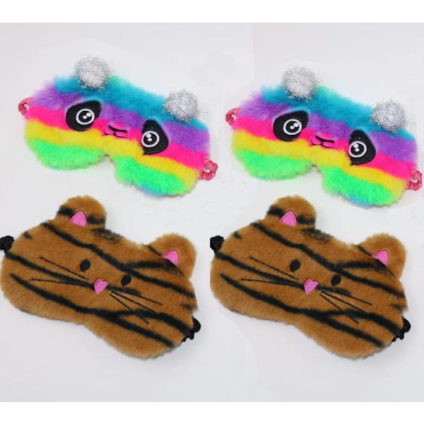 2-pack söta djur sovmask för flickor söta tecknade panda katt mjuk plysch ögonbindel sovmasker ögonlock för kvinnor flickor resor tupplur natt sova