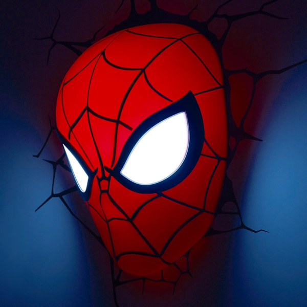 3DLight Marvel Spiderman Mask 3D Dekorationsljus, Plast, Röd