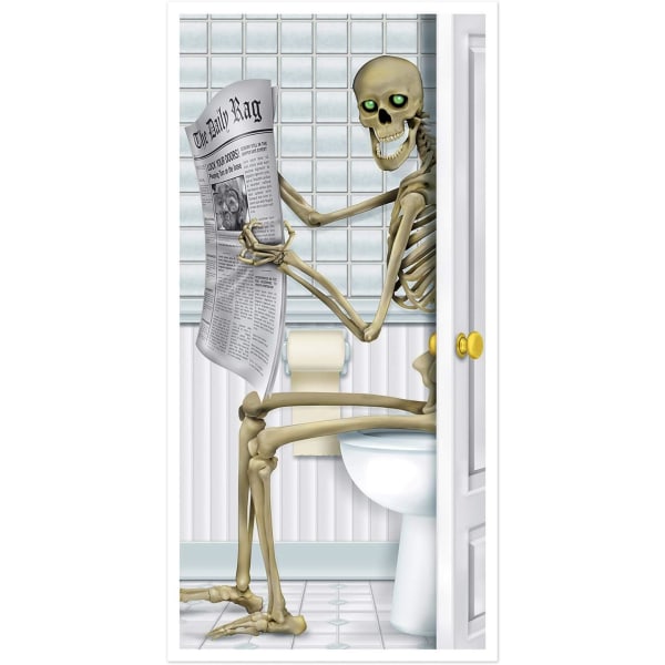 Skeleton Restroom Door Cover Party Accessory (1 count) (1/Pkg)