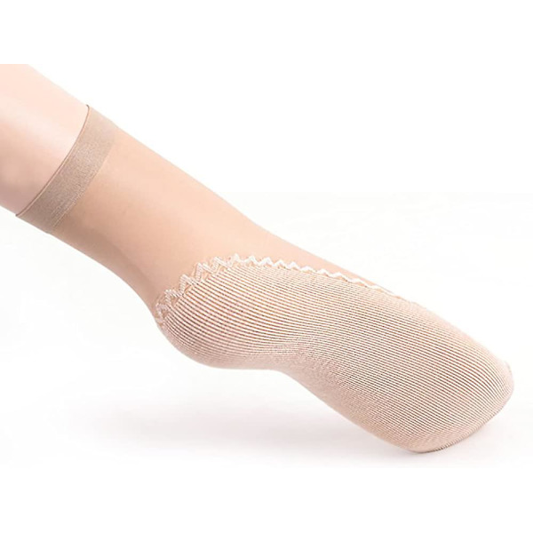 Dam 10 par Silkeslen Anti-halk Bomullssula Sheer Ankle High Tig