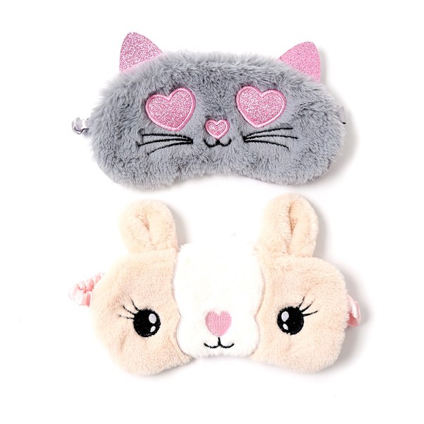 3-pack söta djur katt sovmask för flickor söt tecknad katt mjuk