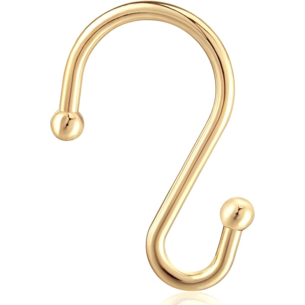 Guld duschdraperi ring krok, en uppsättning av 12 dekorativa duschdraperi krokar, högkvalitativ metall rostfri s-formade badrumsgardiner, kläder, handdukar, etc.