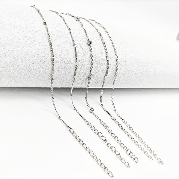 5PCS Boho Ankelkæde Multi Layer Perle Ankelkæde Kvinder Kæde Fod