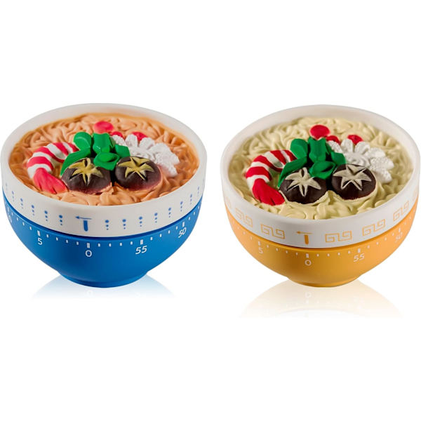 2 Pack Cute Kitchen Timer,100% Mechanical Egg Timer (Noodles)