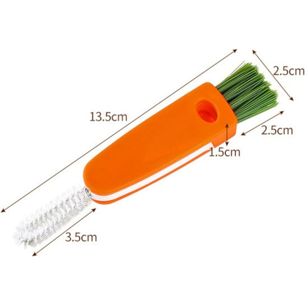 Kopplockspårfästeborste, 3 i 1 Minikoppborste, 2 st, Orange, Passar