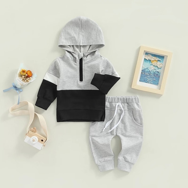 Barn Toddler Baby Flicka/Pojke Kläder Långärmad Colorblock Hoodie