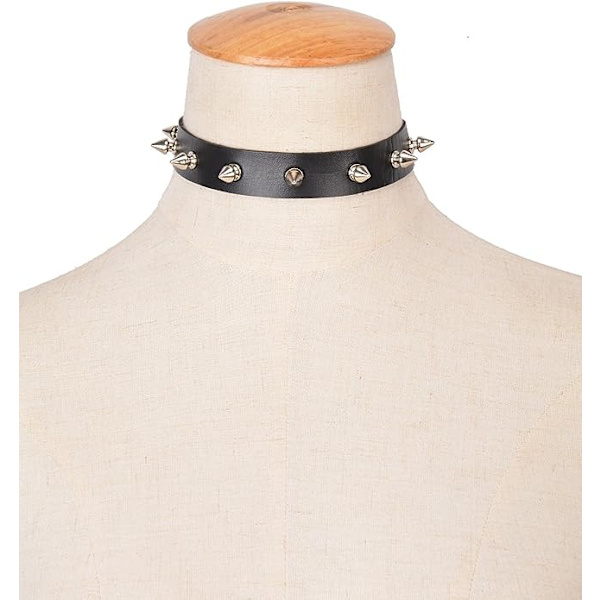 Vintage Punk Goth Studded Rivet Pu Lær Krage Choker Halskjede