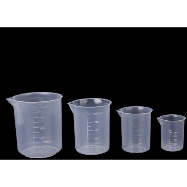 50 stk. 50 ml gennemsigtig plastlaboratorie-målebæger
