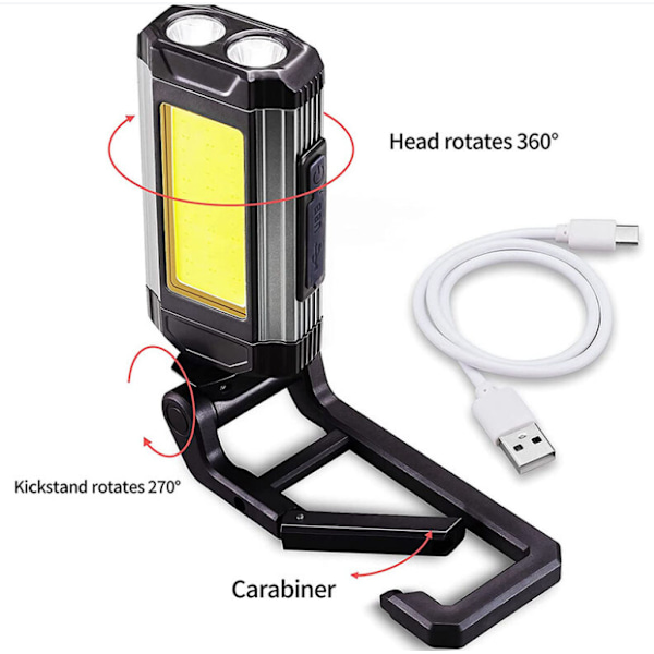 Kraftig Genopladelig Arbejdslampe, LED Arbejdslampe Værksteds Lampe med Magnetisk Base, Lommelygte med IPX6 Vandtæt, 7 Tilstande Mekanikerlampe til Nødsituationer