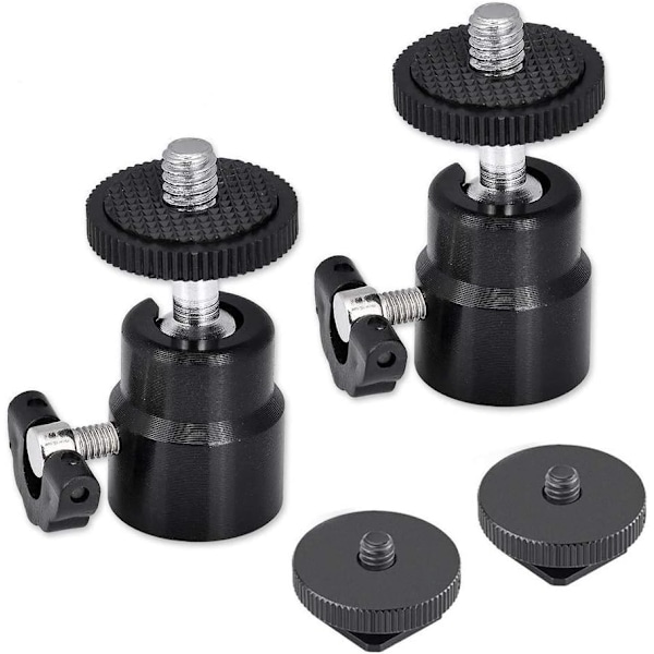 1/4 tommer hot shoe-montering med ekstra skrue til skoadapter til kameraer, videokameraer, smartphones, Gopro, LED-videolys, mikrofon, videoskærm (2 pakker)