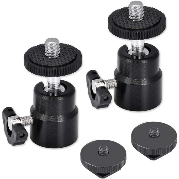 1/4 tommers blitsskoadapter med ekstra blitsskoadapter-skrue for kameraer, videokameraer, smarttelefoner, Gopro, LED-videolys, mikrofon, videomonitor (2 pakker)