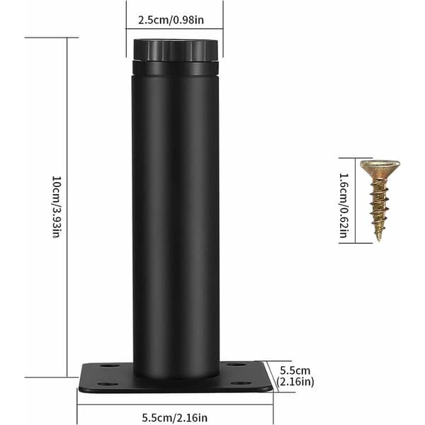 4 stk. møbelben, 10 cm/4 tommer justerbare møbelben, Me