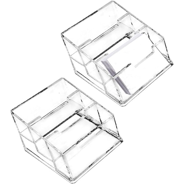 Sätt Business Card Holder Skrivbords Business Card Stativ Akryl Business Card Display Holder med 3 Fack Business Card Display Stativ