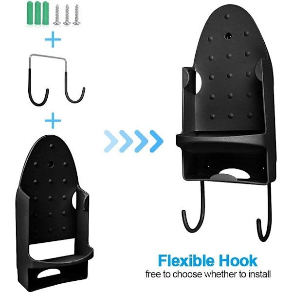 Strykebrettstativ, strykejernstativ, strykebrettlagringsstativ, dørstrykekurv [svart]