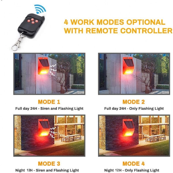 Solcellsensor Strobe Ljus Achort Ip65 Vattentät Led Detektor Med