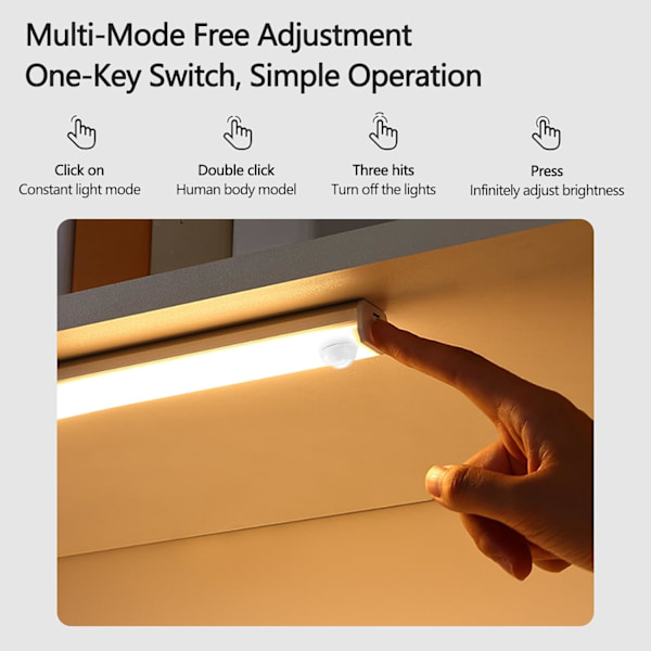 LED-listlampa för garderob, trådlös lampa inomhusbelysning LED-nattlampa