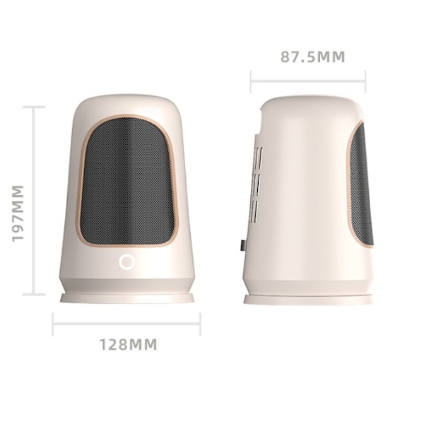 Varmeblæser, 2s + 2 Tilstande Elektrisk Radiator, Ultra Stille Varmeblæser, Kompakt Mini Elektrisk Varmeblæser, Dobbelt Beskyttelse Ra