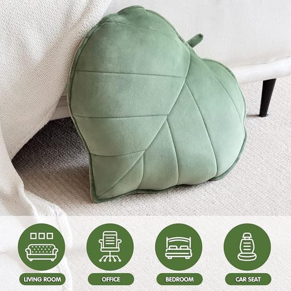 Dekorative bladeformede puder, grønne bladeformede pyntepuder, gulvpuder