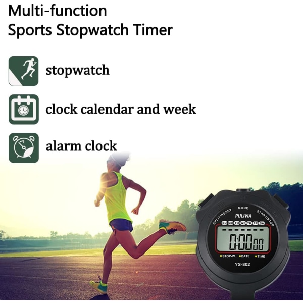 Sport stoppeklokke Timer Lap Split Digital stoppeklokke med Klokke Cal
