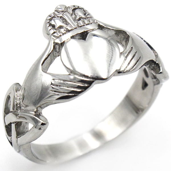 925 Sterling Silver Irish Claddagh Crown Love Heart Band | Celtic Friendship Pro