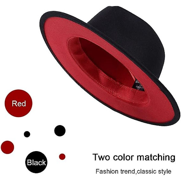Klassinen leveälierinen kaksiväri fedora-hattu vyöllä miehille ja naisille