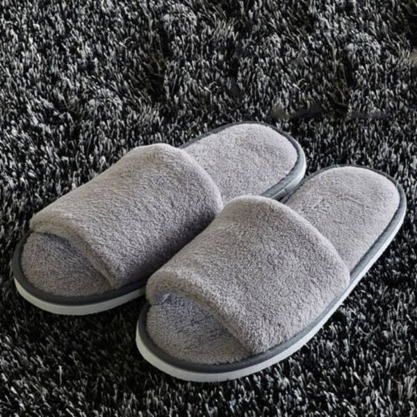 Dam Fleece Varma Tofflor Hotell Gäst Flip Flops Inomhus H