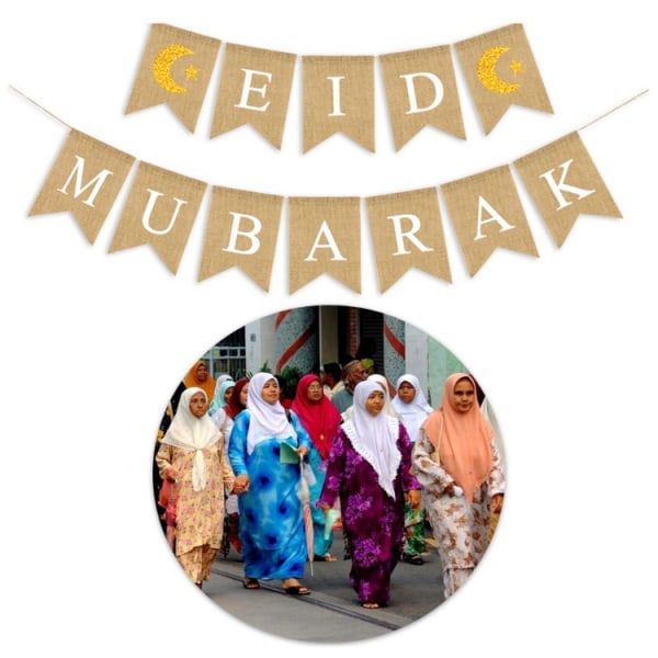 Ramadan Vimpel Garland Muslim Eid Mubarak Dekorativt Banner Musl