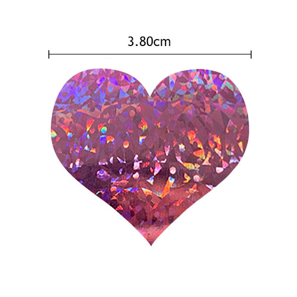 500 kpl/rulla Holografinen laser-sydänliima tarra Vale