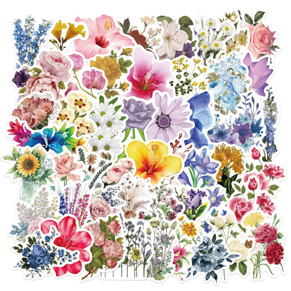 50 st set söta blomsterklistermärken blomsterklistermärken vattentäta pla