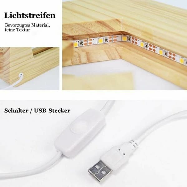 Træskåret USB-nattelys 3D-mønster Dyrepoter Klo for kat,