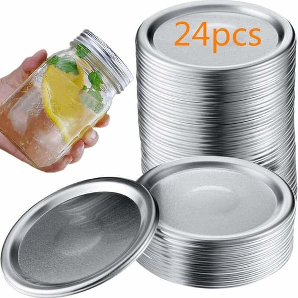 24-pack normala munstycken Mason Jar-lock - läckagesäkra silikondelad lock - silverlock