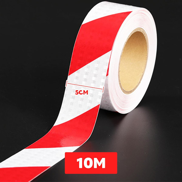 Selvklæbende reflekstape 10m x 5cm rød og hvid tape reflekterende stic