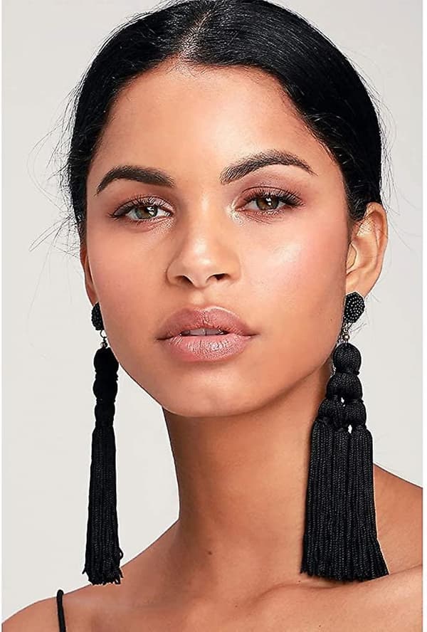 Lange vevde dusk øredobber store boho statement dusk lag øredobber