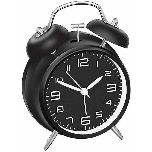 Total Dual Bell Alarm Clock med nattlampa, 4 tums urtavla, analog
