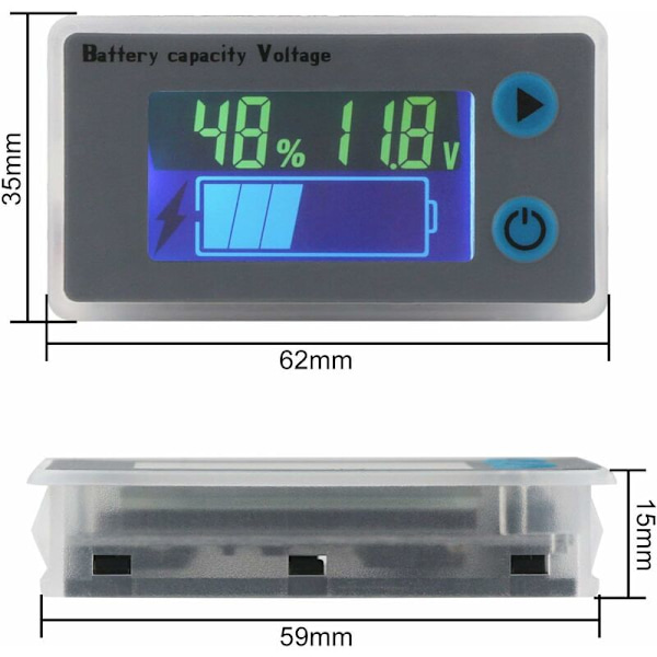 10-100V Batterikapacitetsmonitor Programmerbar Spänning Batterinivåmätare