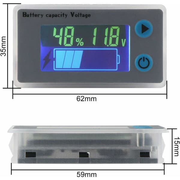 10-100V Batterikapasitetsmonitor Programmerbar Spenningsbatterinivå