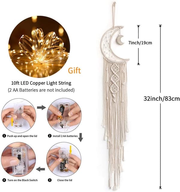 Macrame vävd väggdekoration måndrömsfångare - Boho Chic Bohemian