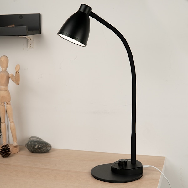 1 st LED-skrivbordslampa med USB-laddningsport 3 färglägen Helt dimbar