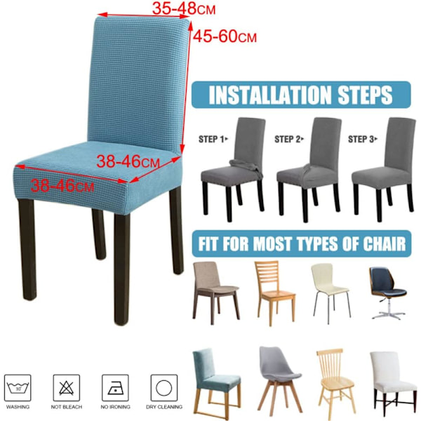 6 stk. Stretch Stolkseter - Elegant og Slitesterk for Spisestue, Fester, Bryllup, Bursdager (Blå)