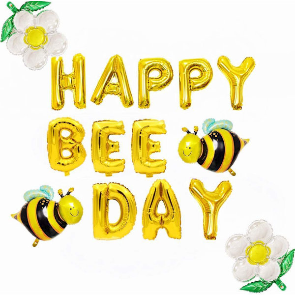 Happy Bee Day Ballonger Sett - 32 Tommer,  Bie Ballong for Søt Bie Bursdagsfest Dekorasjoner | Bie Fest Dekorasjoner | Happy Bee Day Bakgrunn for Humle Bie Baby Shower Dekorasjoner